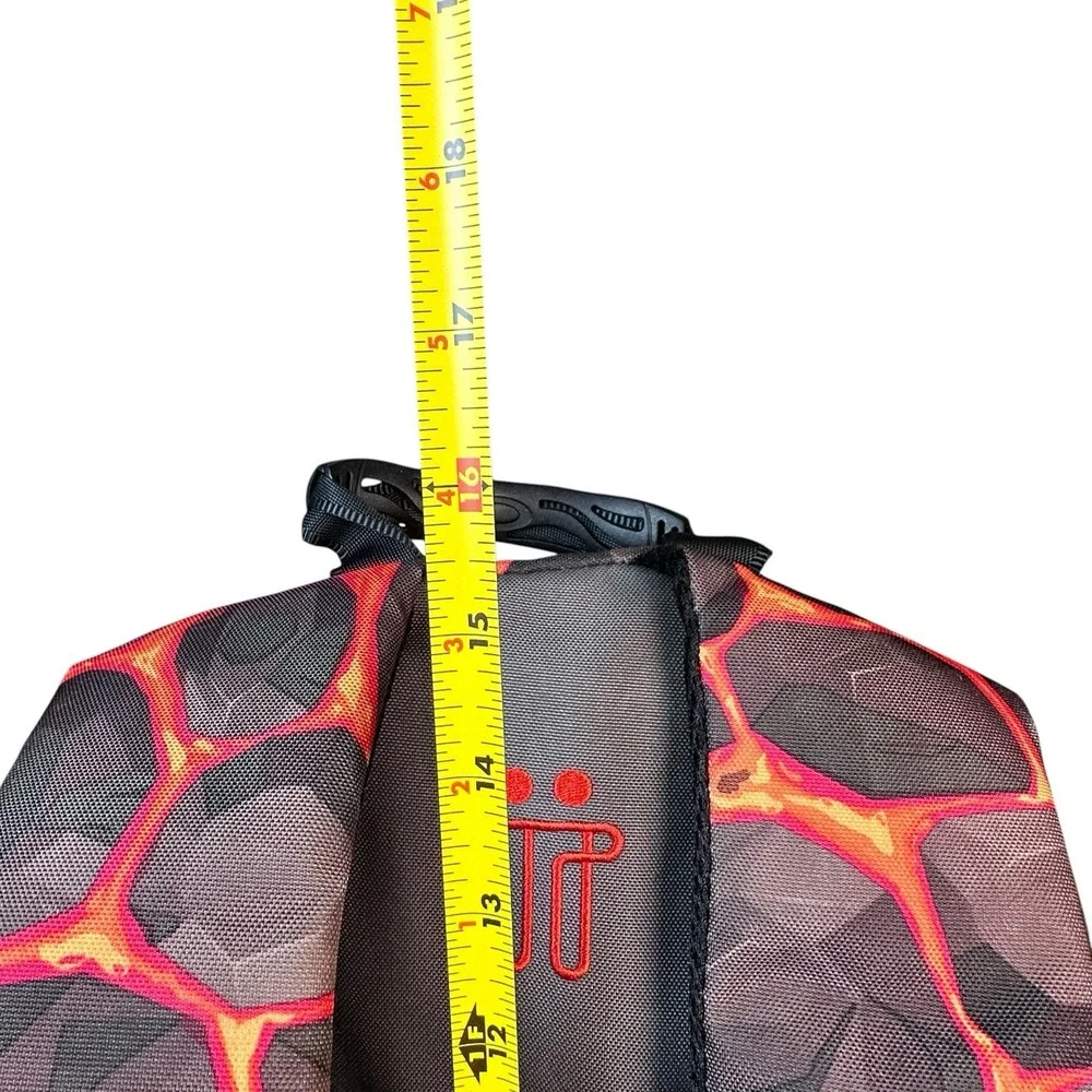 Totto Lava Magma Backpack Black Red Orange School Book Travel Organize 16x12x5